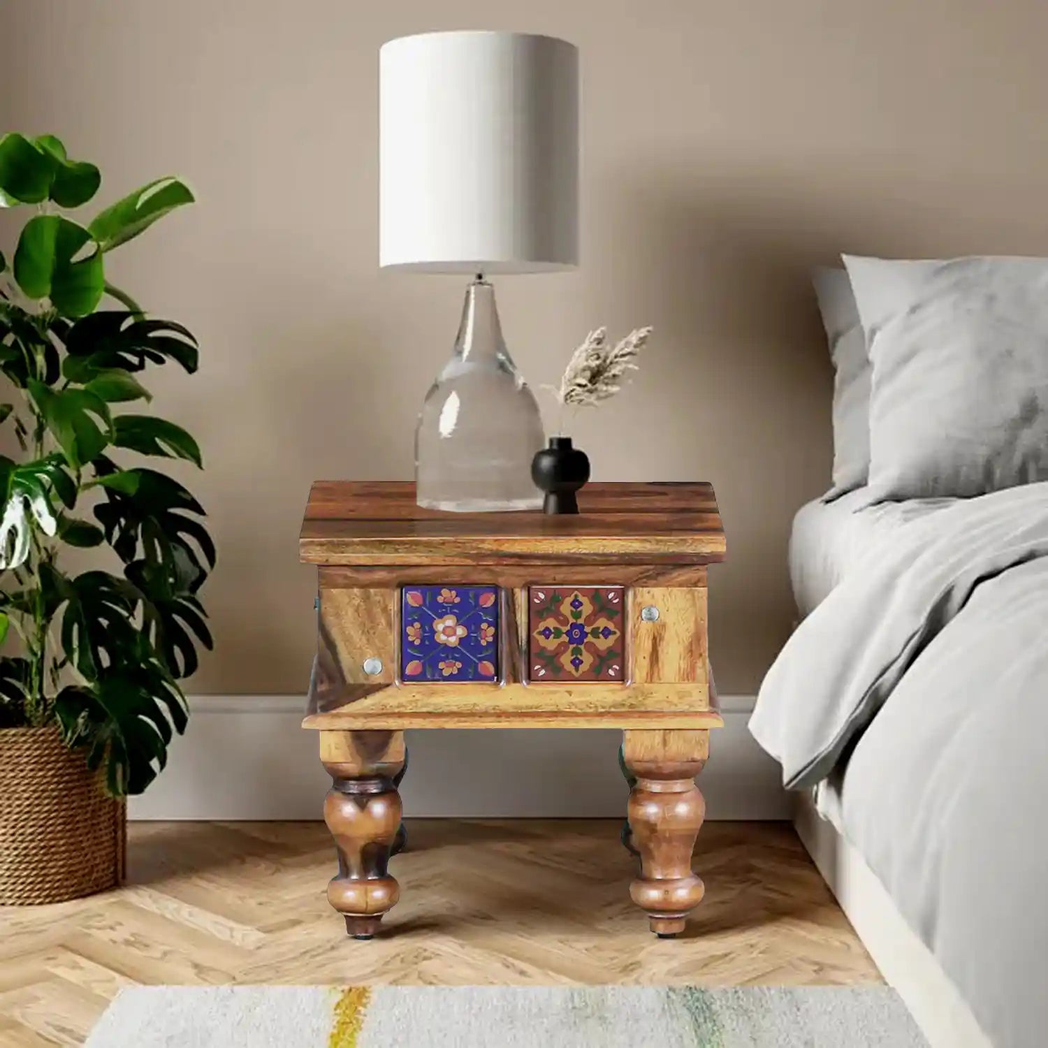 Anamika bedside table solid wood compact nightstand India