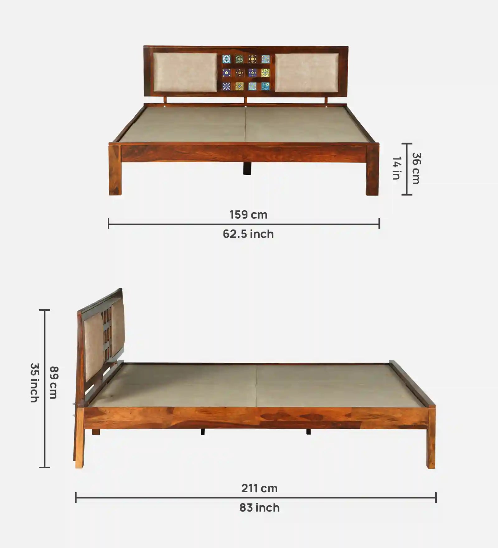 Anamika premium sheesham bed solid wood frame design