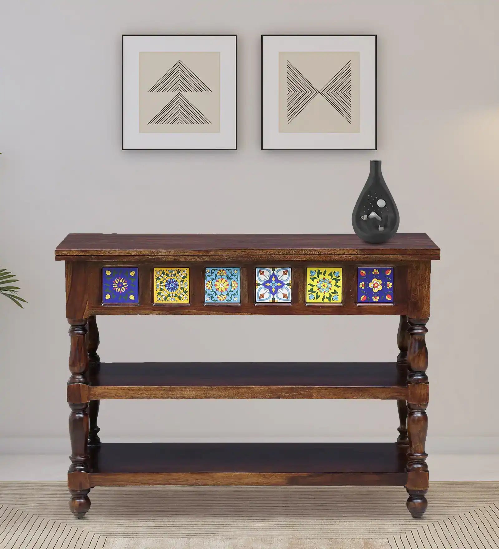 Anamika sheesham console table in solid wood for stylish entryway furniture in India