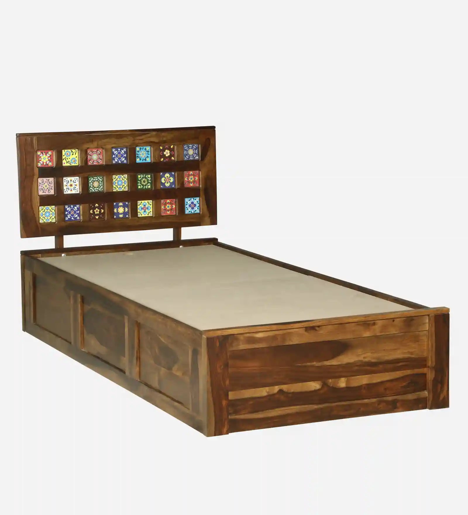 Anamika sheesham wood single bed box storage strong solid wood bed India