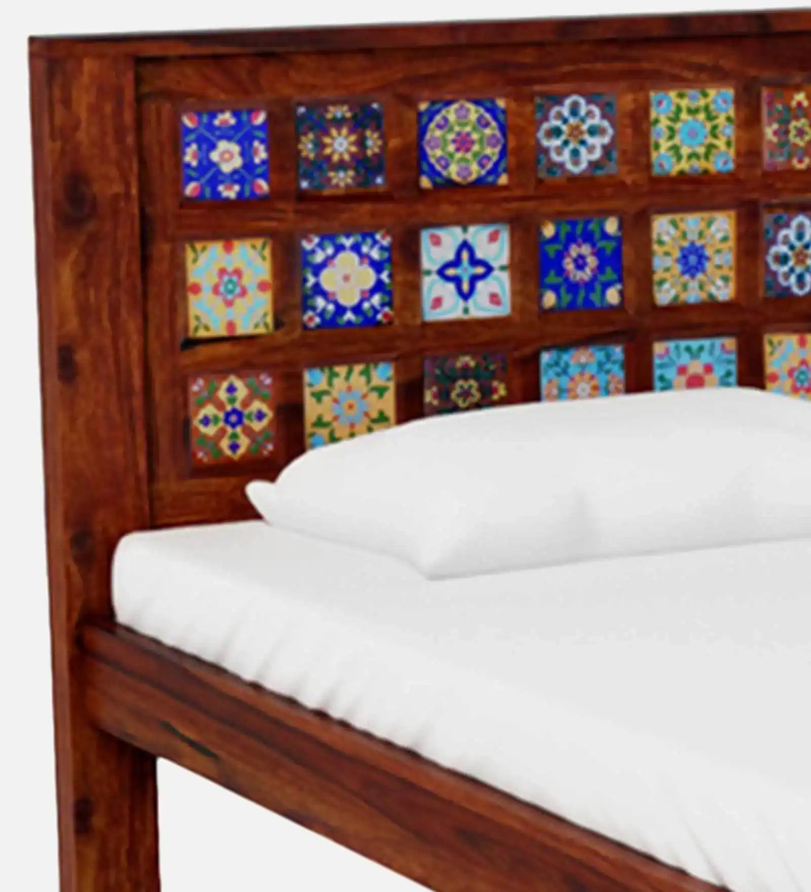 anamika sheesham wood single bed without storage teak finish premium wooden bed design