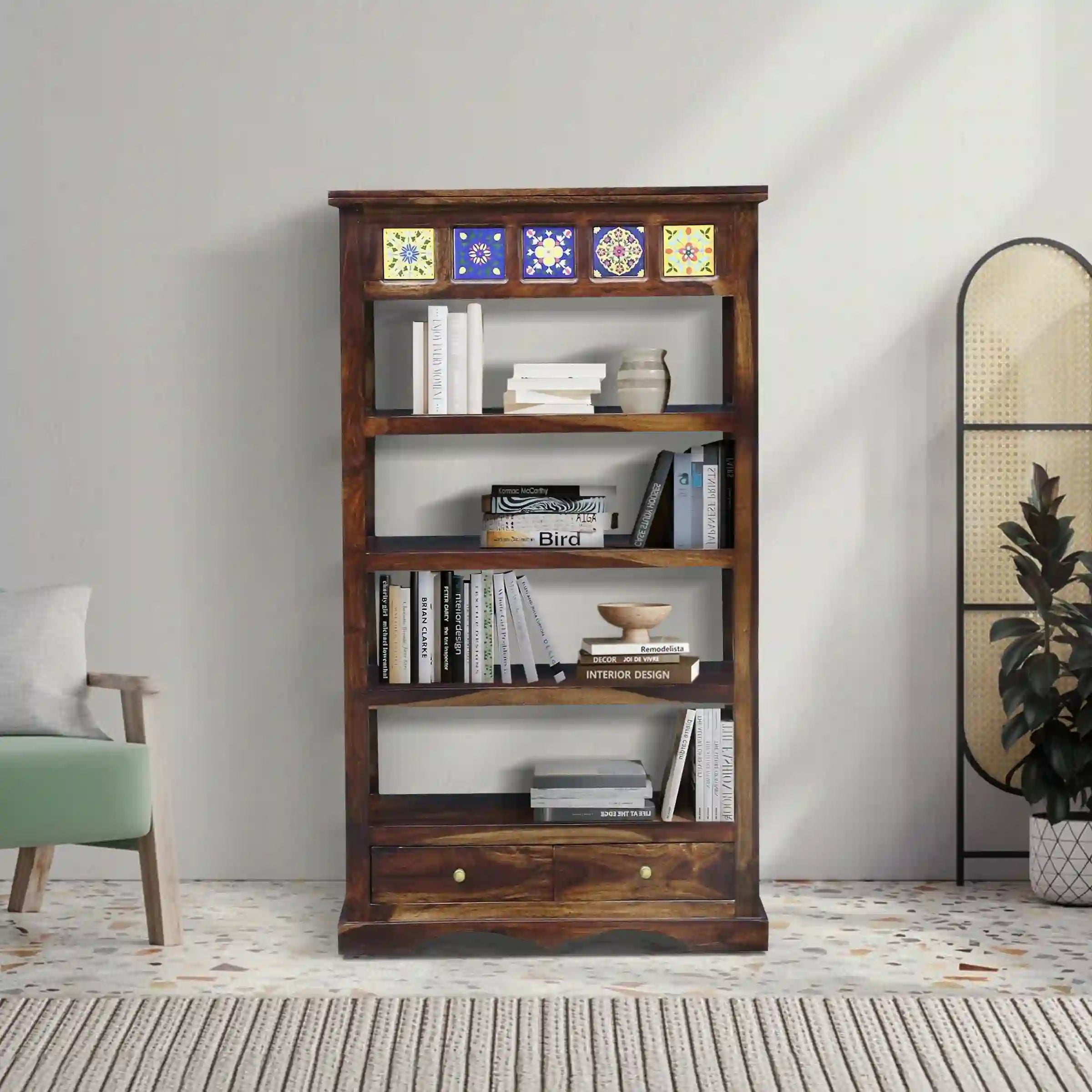 Anamika solid sheesham wood book shelf modern bookshelf storage unit India