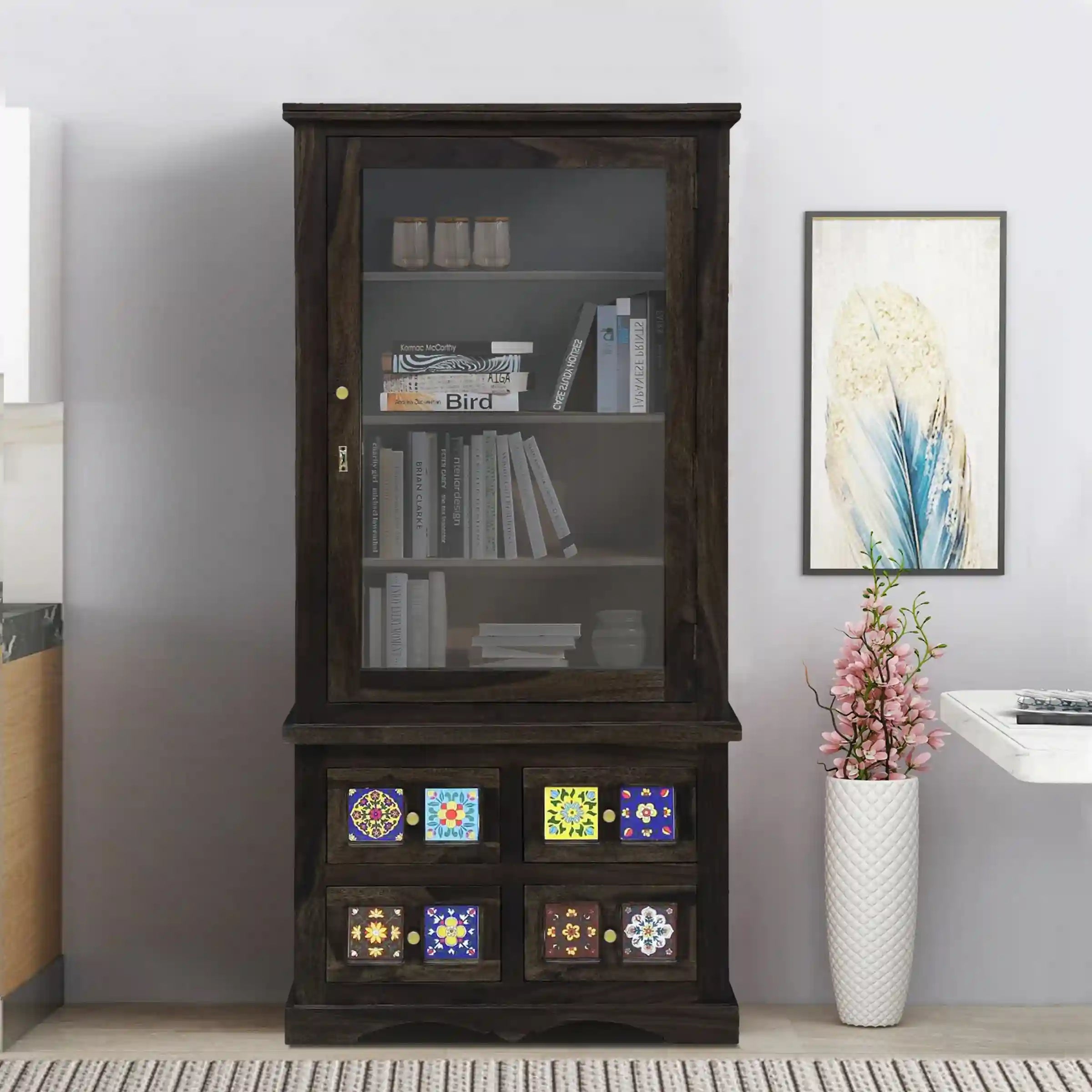 Anamika solid wood contemporary bookshelf sheesham storage furniture