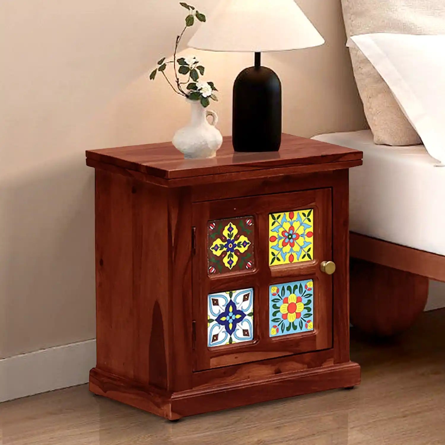 Anamika solid wood side table compact bedside nightstand India