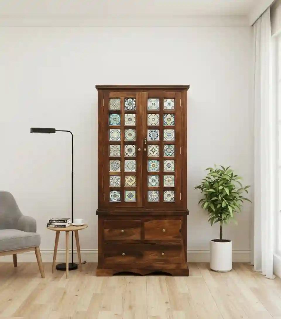 Anamika traditional sheesham wood 2 door wardrobe solid wood almirah India