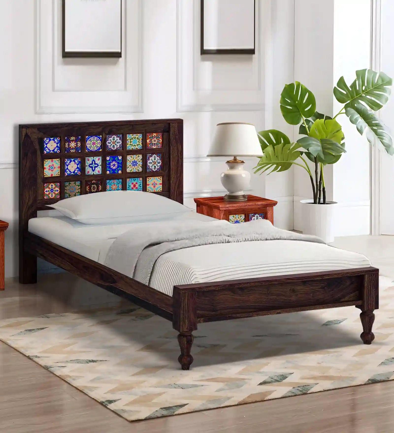 anamika sheesham wood single bed without storage traditional indian style wooden furniture