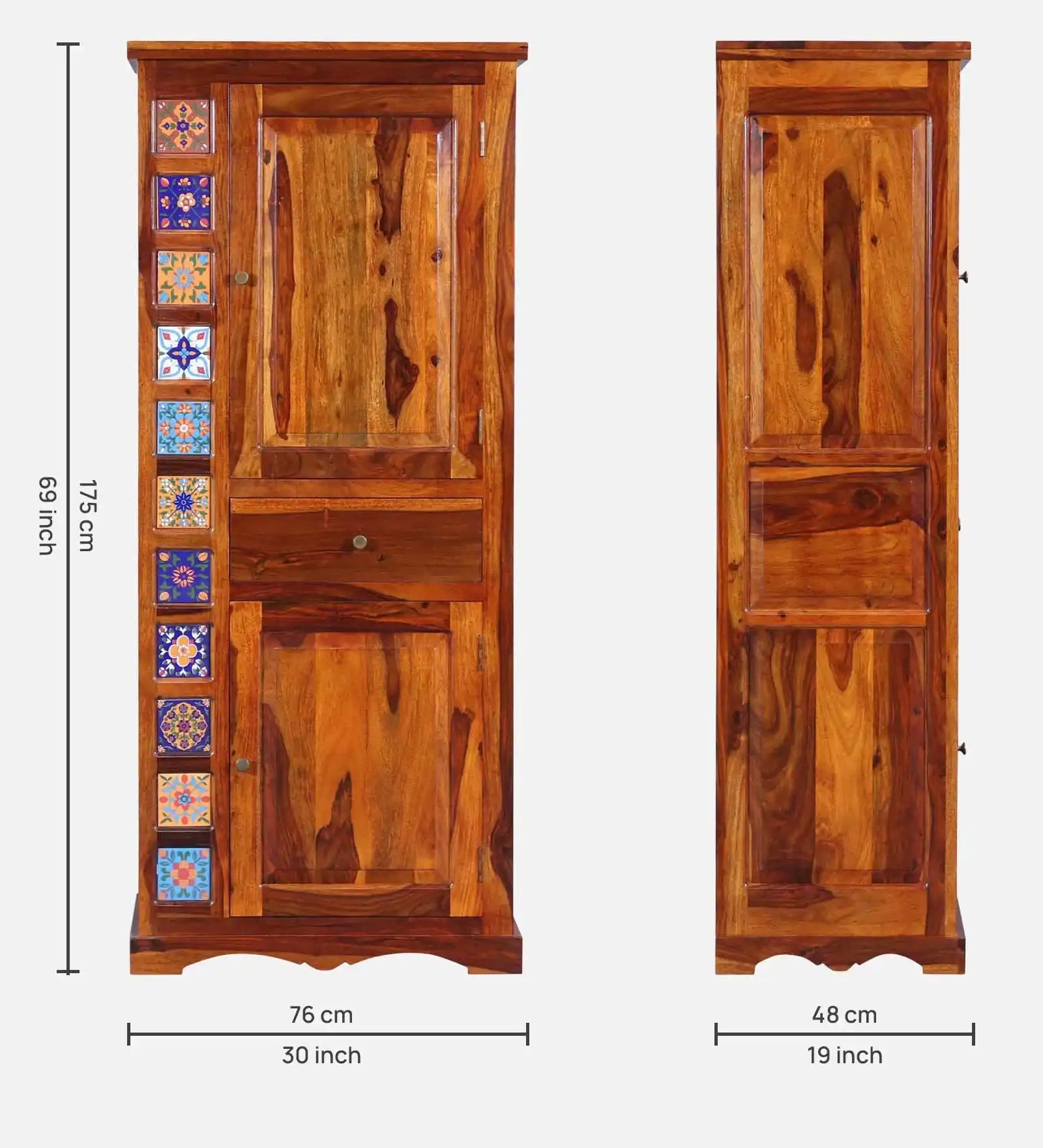 Anamika wooden wardrobe single door solid wood almirah design India