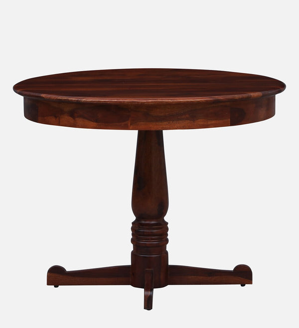 Sheerel Solid Wood 4 Seater Round Dining Table In Honey Oak Finish - By Rajwada