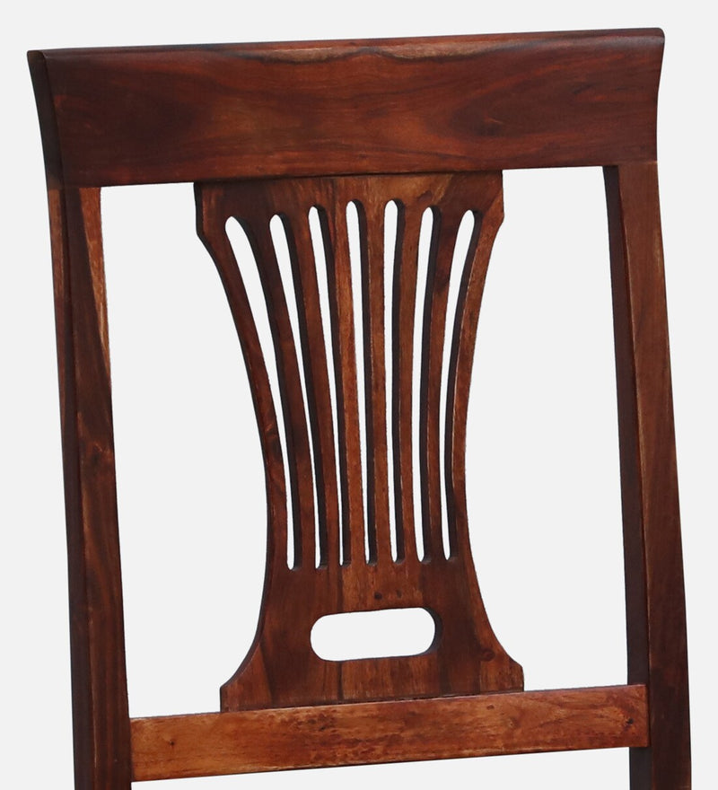 Sheerel Solid Wood Dining Chair (Set of 2) brown floral upholstery  In Honey Oak Finish - By Rajwada