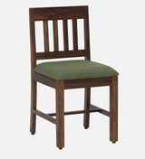 Alford Solid Wood 4 Seater Dining Set with Green Upholstery In Provincial Teak Finish With Green Color By Rajwada