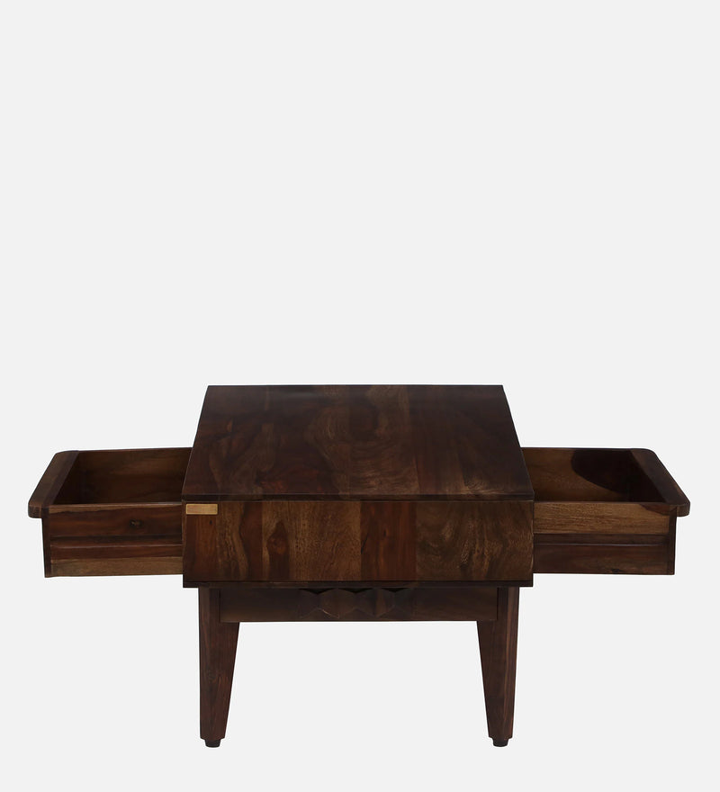 Alford Solid Wood Coffee Table with 2 Drawers & Shelves in Provincial Teak Finish by Rajwada