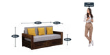 Kapri Solid Wood 3 Seater Sofa cum Bed in Provincial Teak Finish by Rajwada