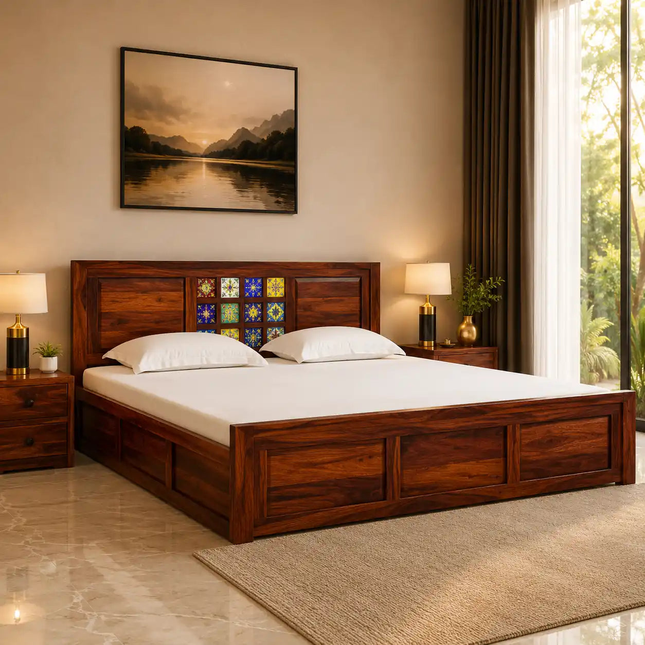 Anamika Solid Sheesham Wood Storage Beds