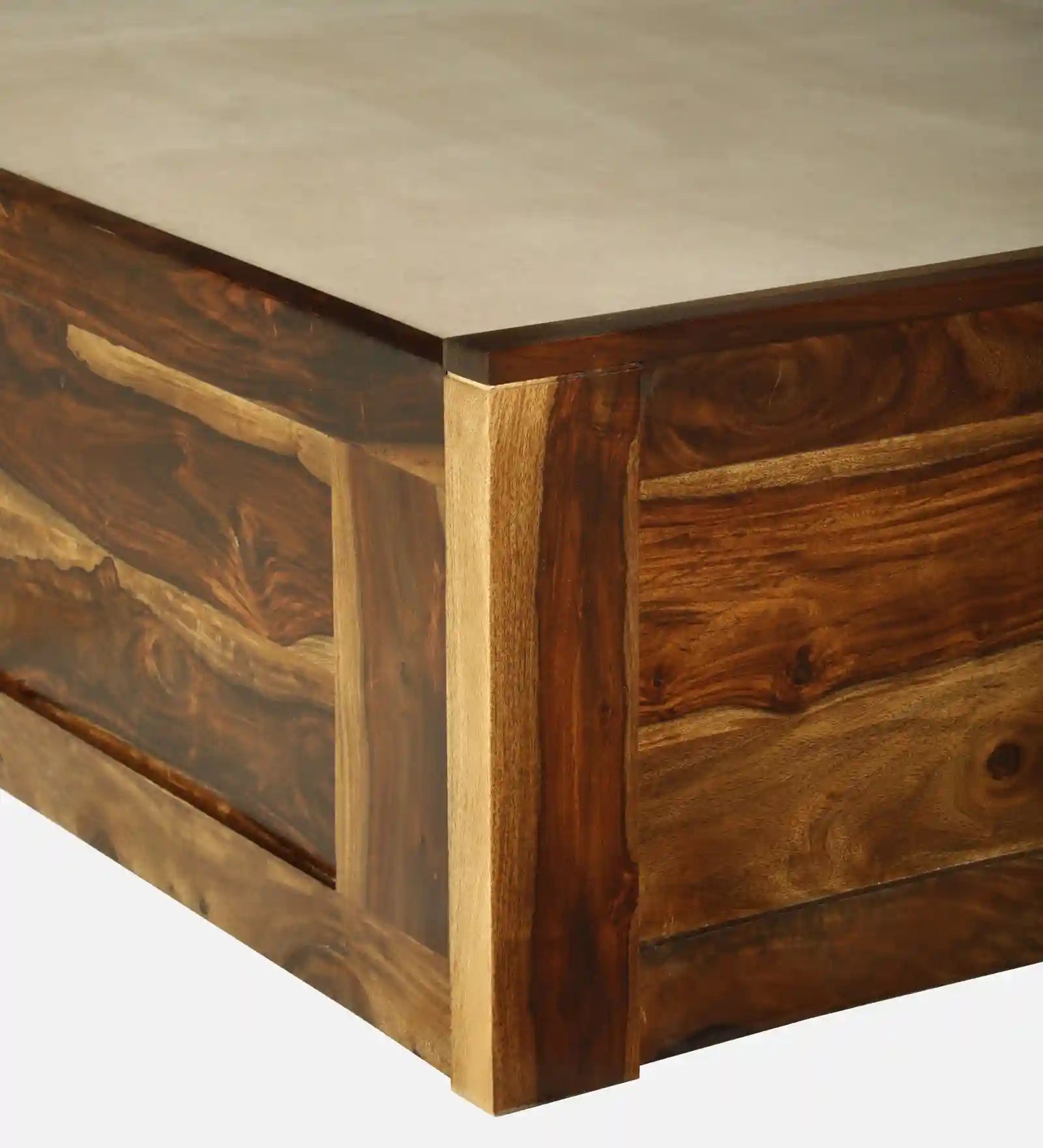 honey polish sheesham wood hydraulic storage bed queen size surface india