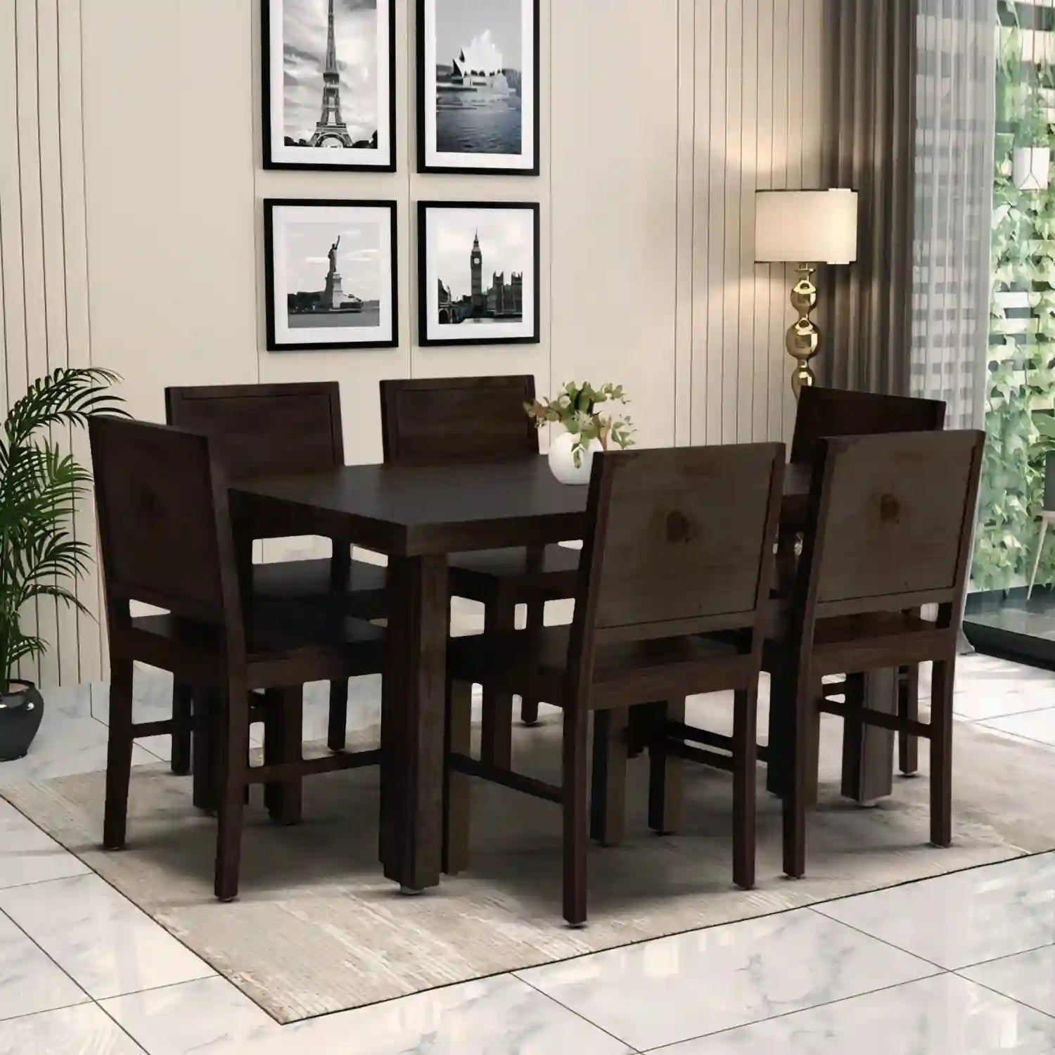 Best traditional six seater dining table in sheesham wood Acro available online in India