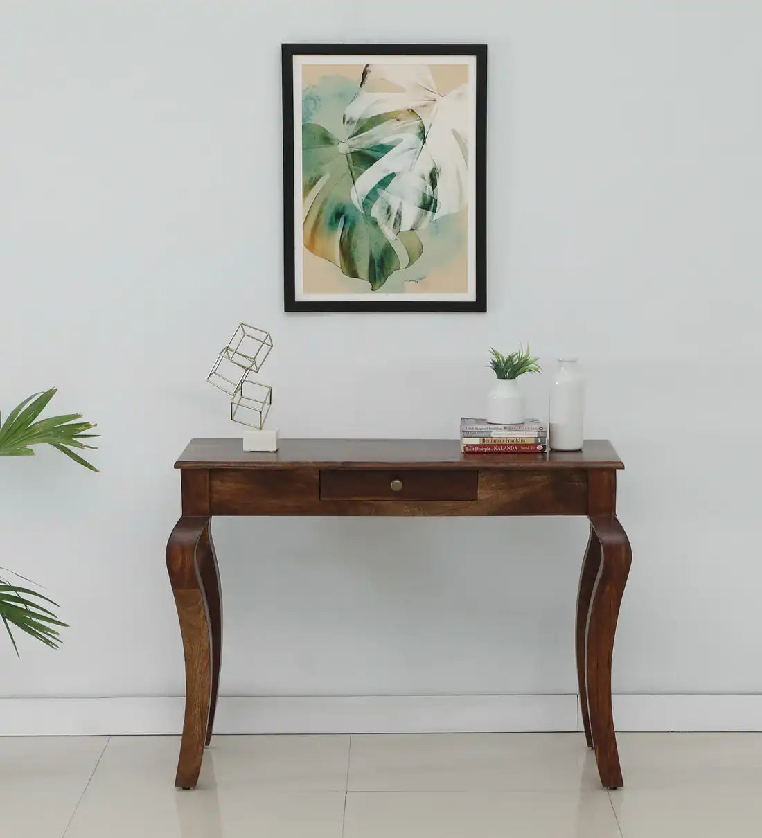 Cairo console table with drawer in solid wood for entryway storage and modern home furniture