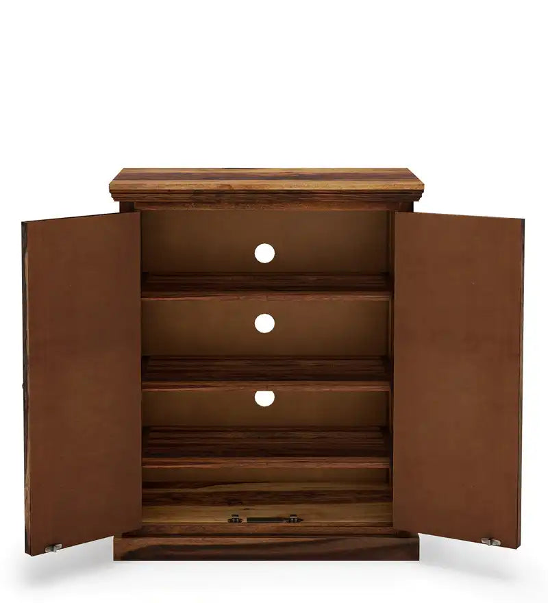 Closed door footwear storage unit wooden shoe rack for dust free organization