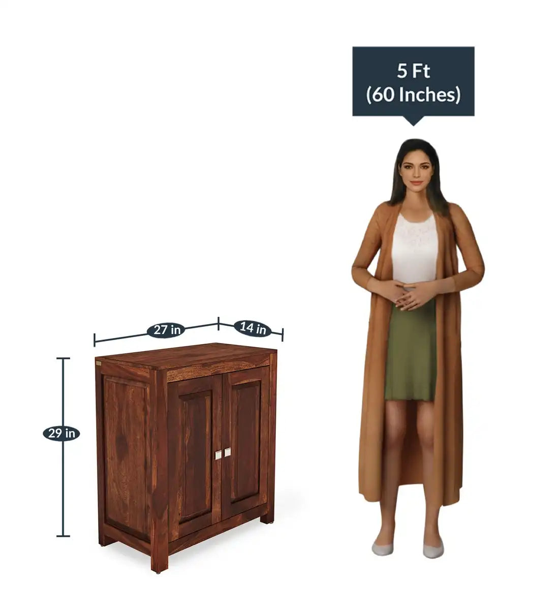 Compact solid wood shoe rack with space saving design for small homes in India