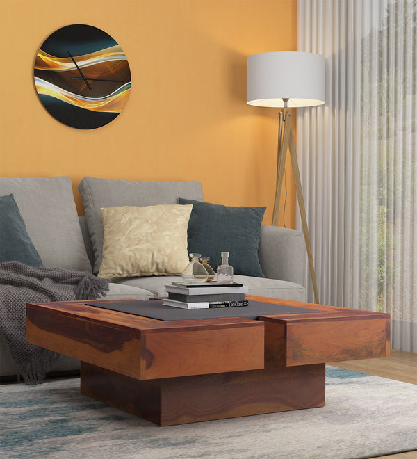 Cortana Solid Wood Coffee Table In Honey Oak Finish By Rajwada