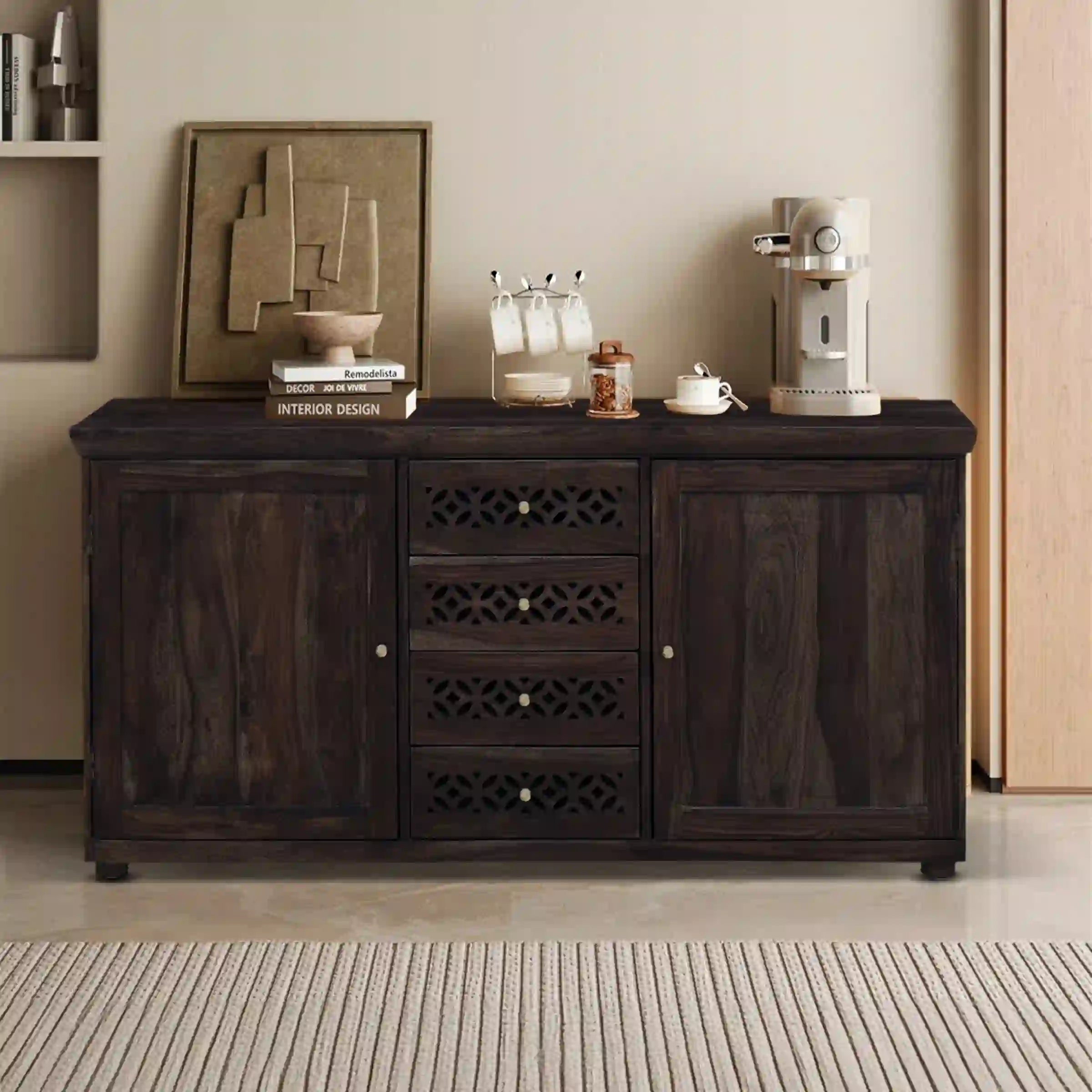 Designer credenza cabinet sheesham wood console storage unit India
