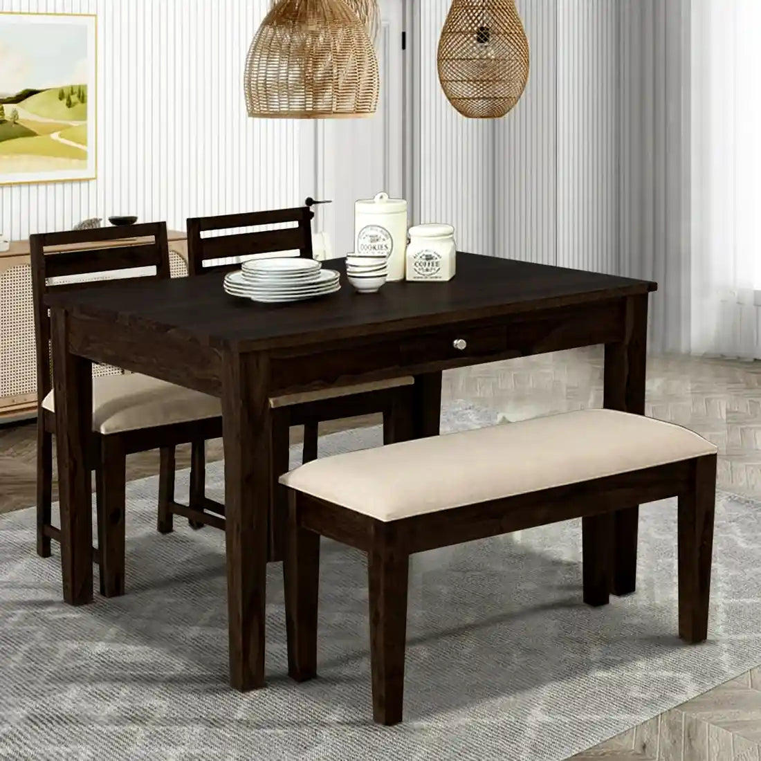 Designer Oslo dining set solid wood four seater elegant dining furniture