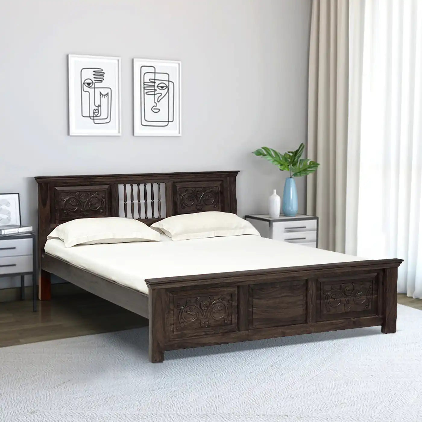 Devanti durable solid wood bed king size heavy structure