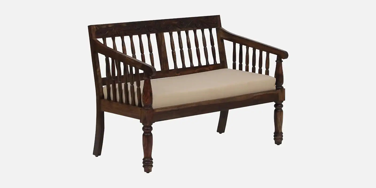 Handcrafted Devanti sheesham wood sofa 2 seater carved detail design