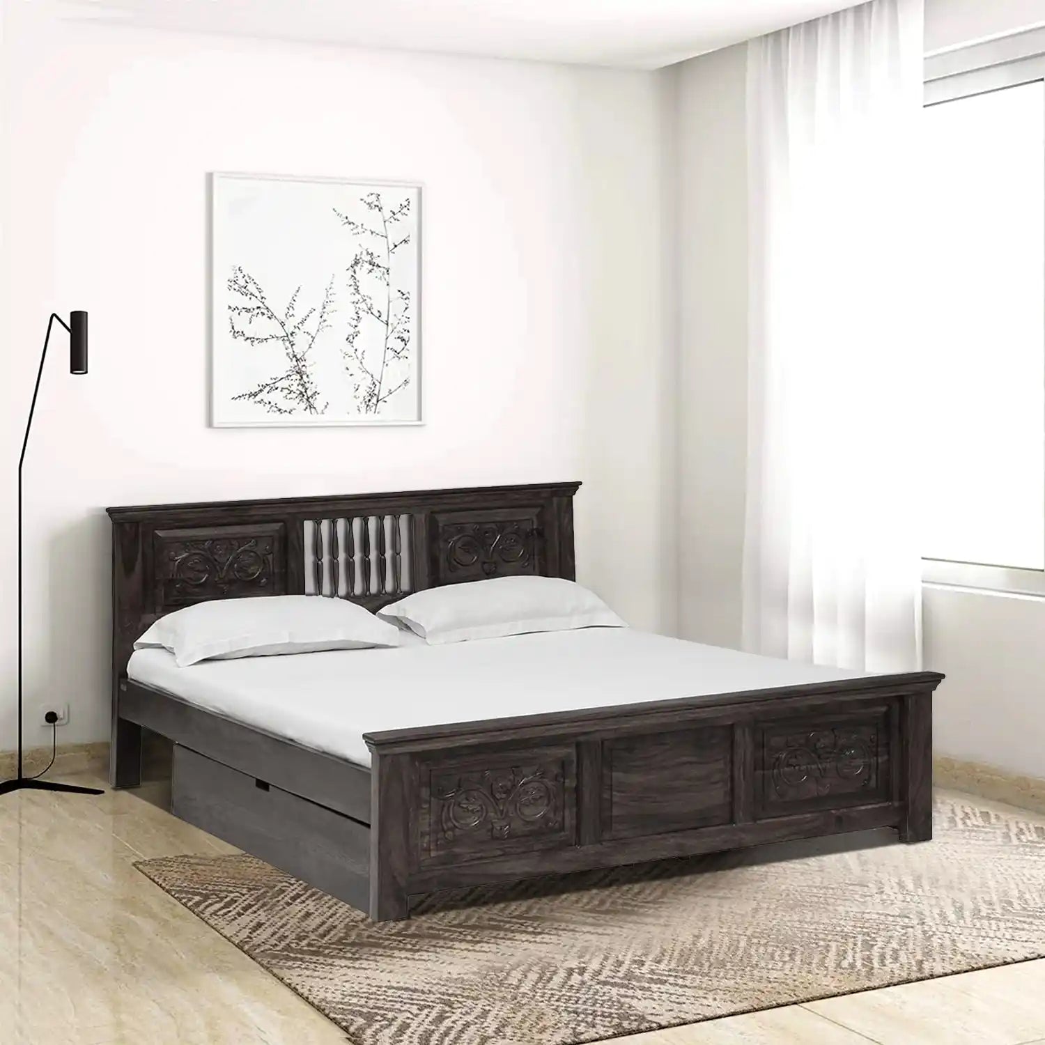 Devanti premium king bed solid wood storage classic look