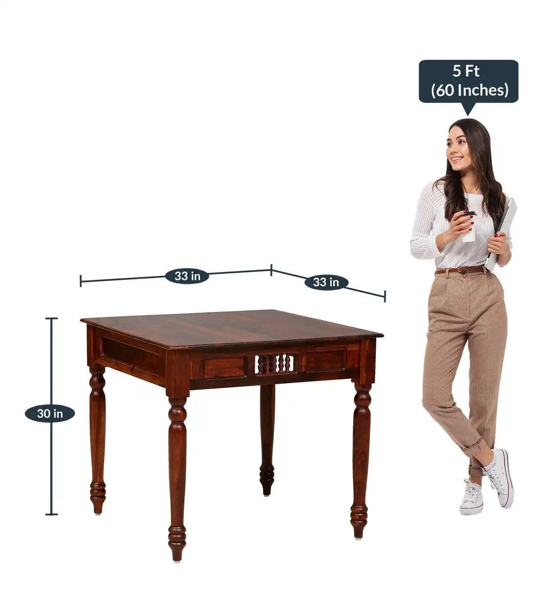 Devanti wooden four seater dining table set for traditional Indian home interiors