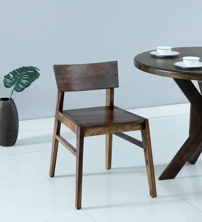 Drew solid sheesham wood dining chair set of two for modern Indian home furniture