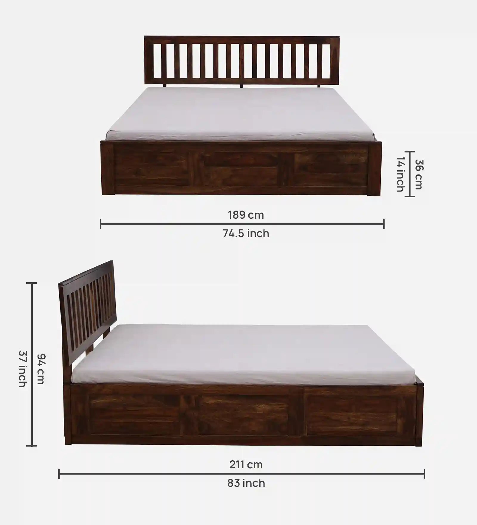 Druma durable king bed wooden box storage design