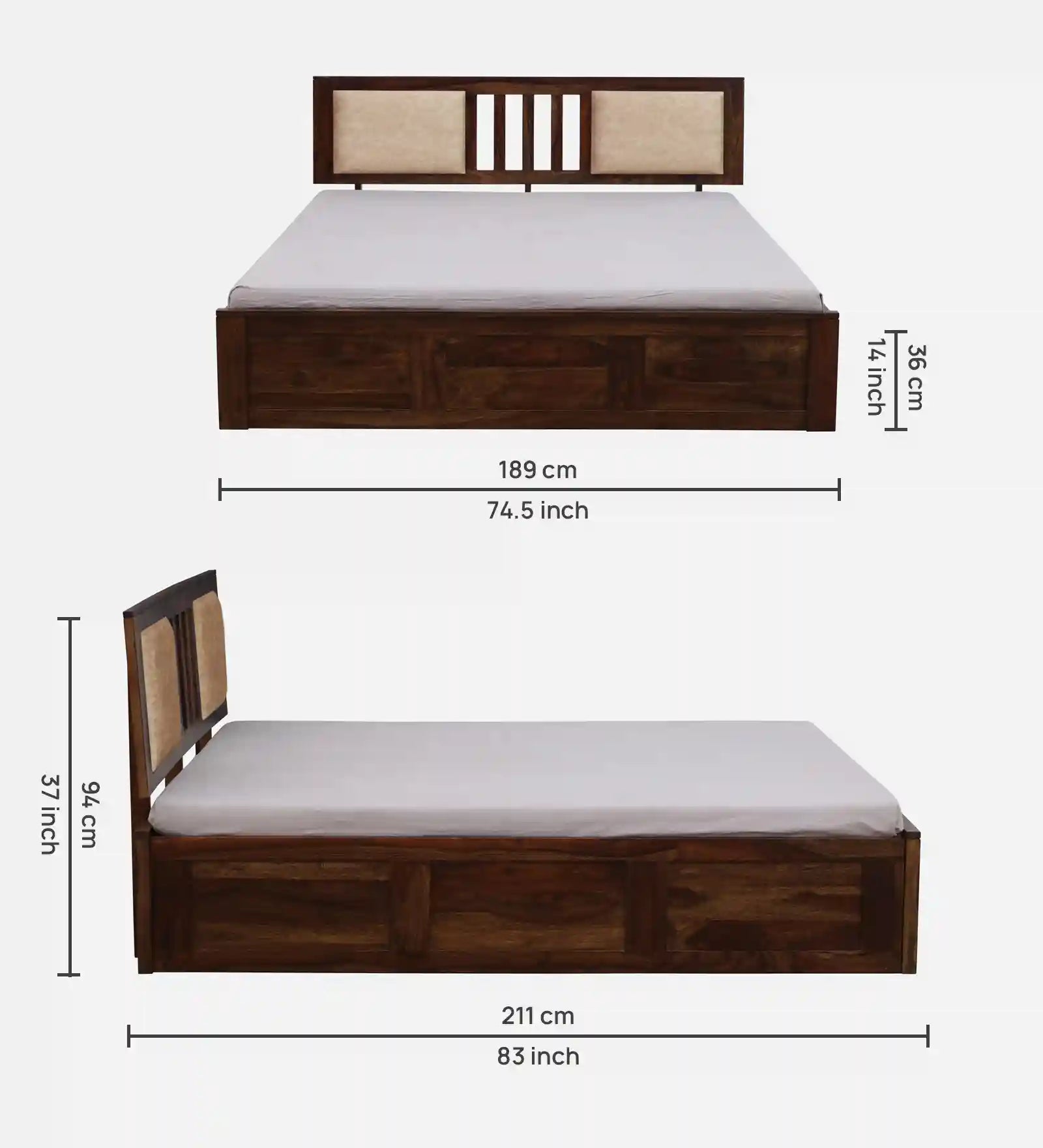 Druma premium king bed wooden box storage heavy build