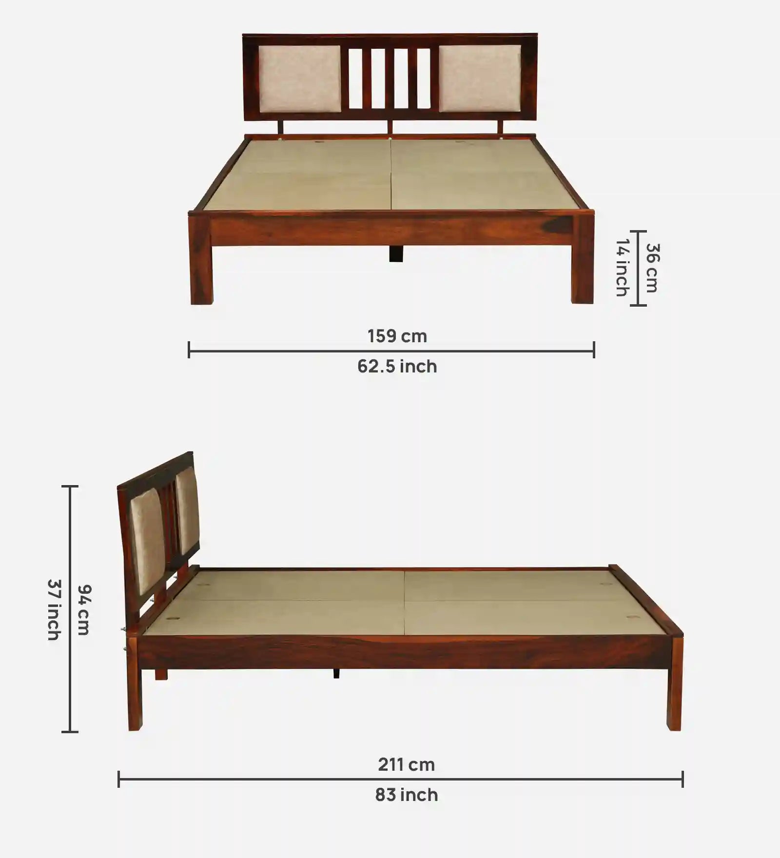 druma sheesham wood queen size bed without storage premium finish durable furniture