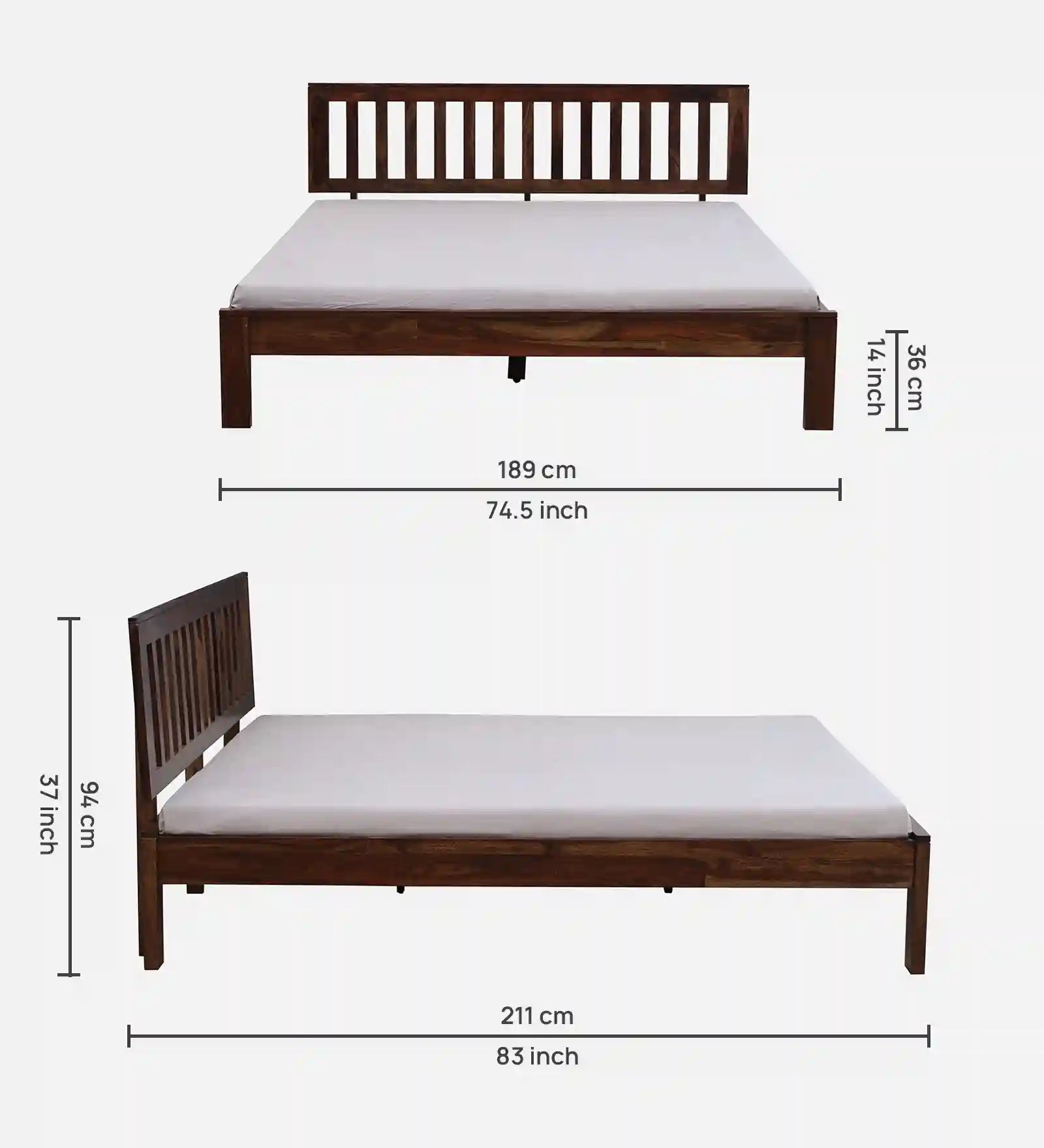 druma king size solid wood bed without storage top view clean wooden finish