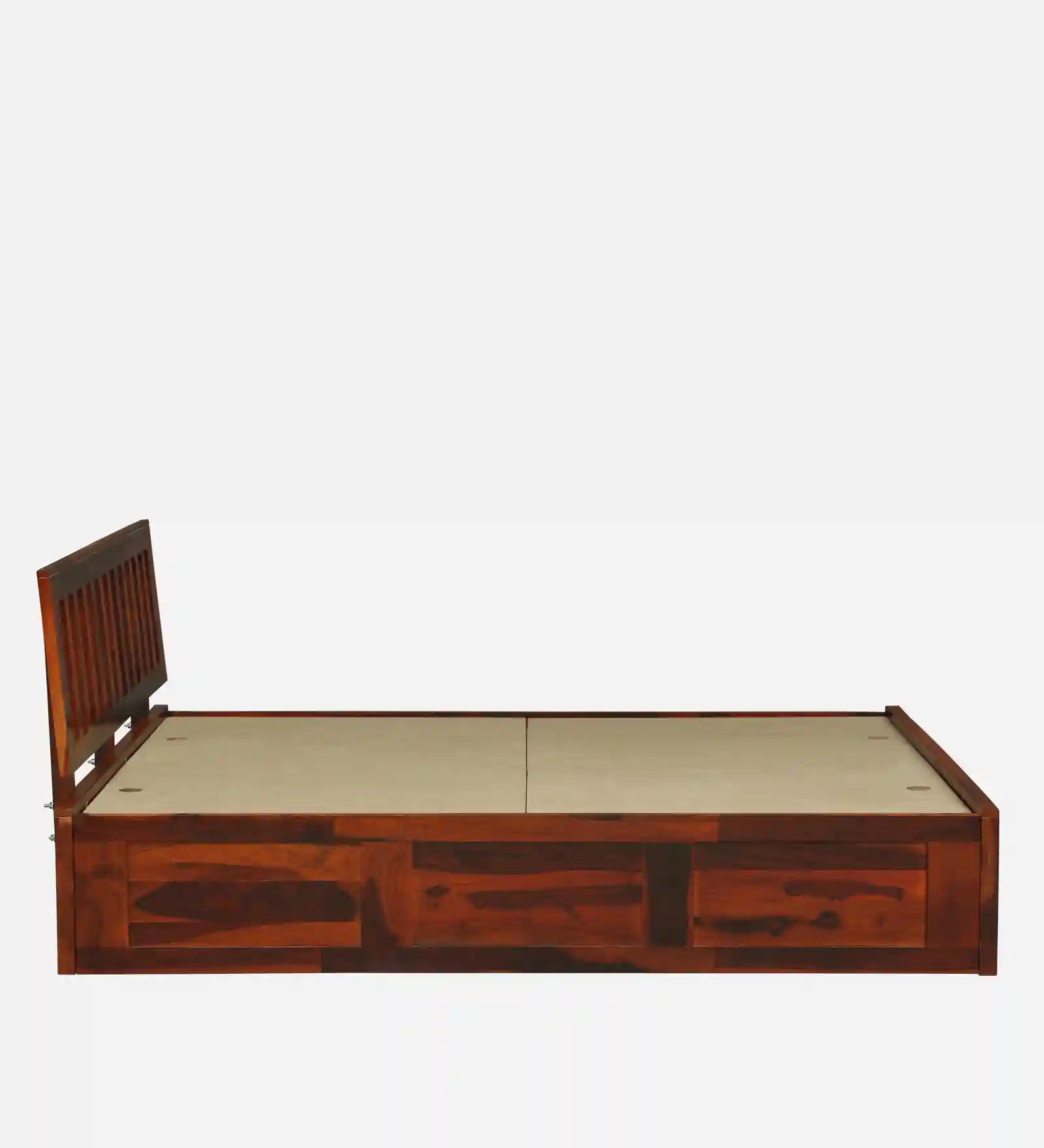 Druma solid wood king size bed with storage box modern style