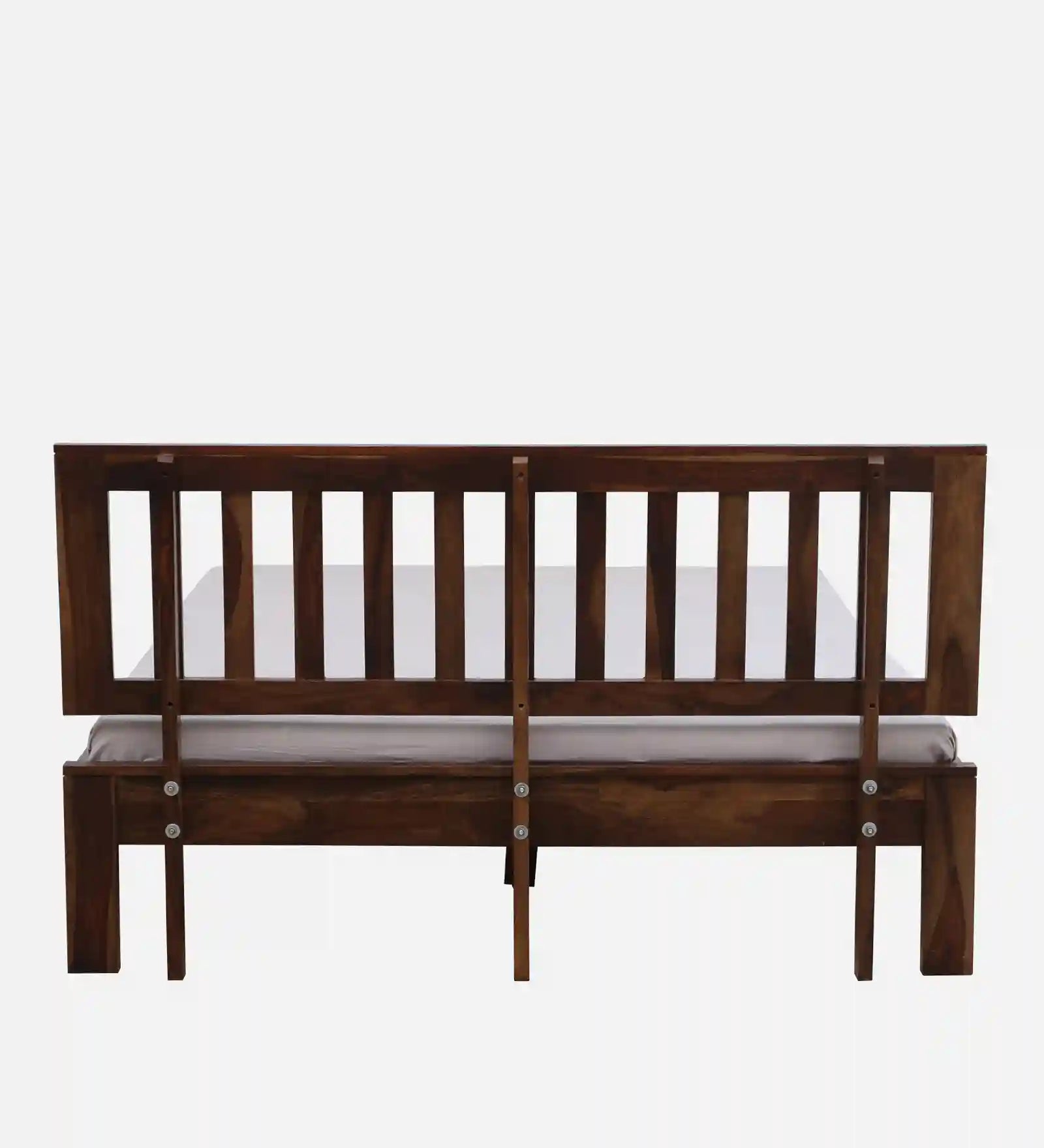 Druma solid wood queen size bed without storage in modern bedroom setup
