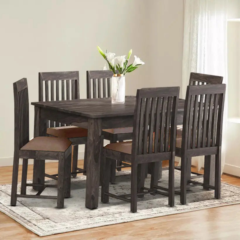 Durable six seater dining set sheesham wood Peter design for family dining use