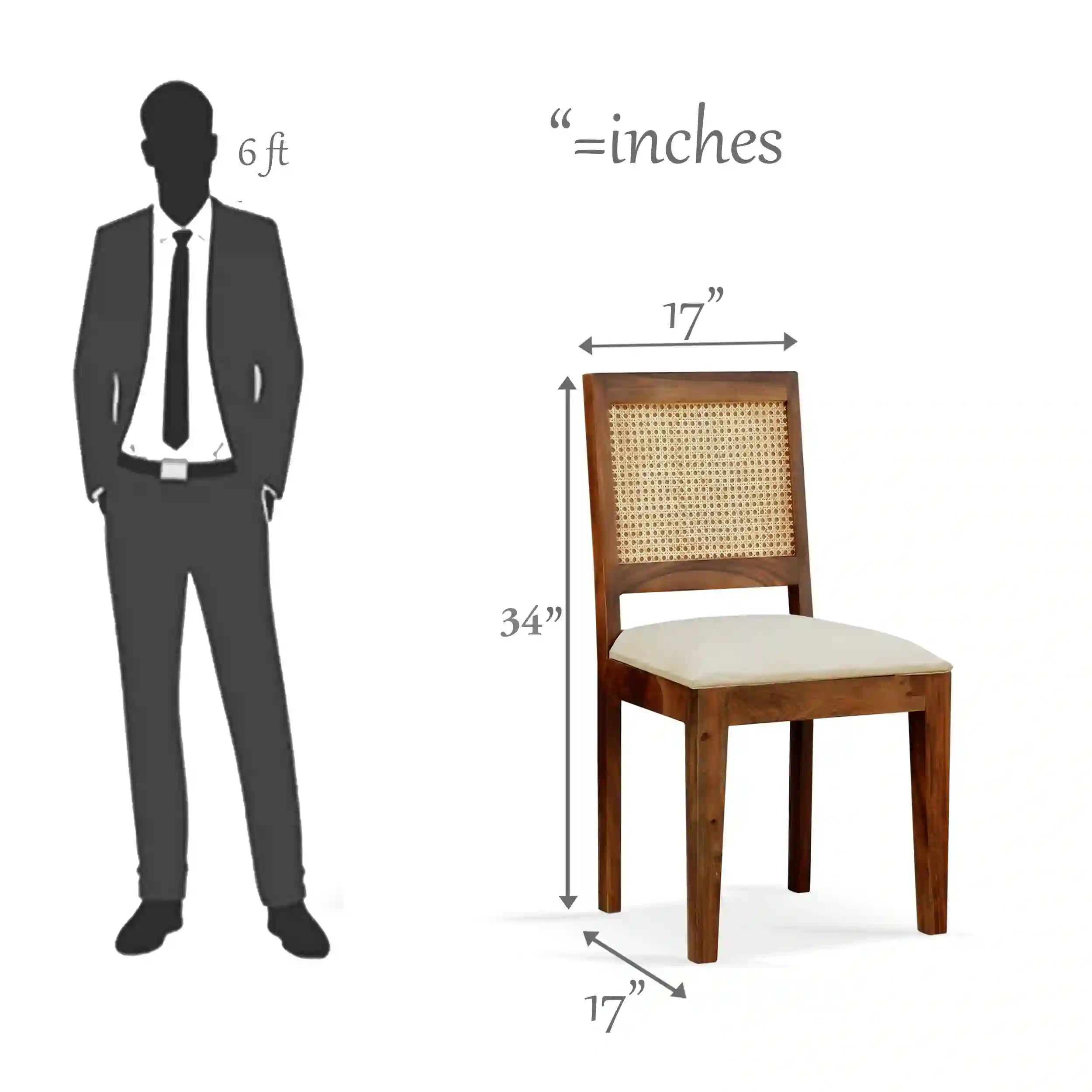 Durable solid wood cane chair rattan sheesham suitable for dining and living space