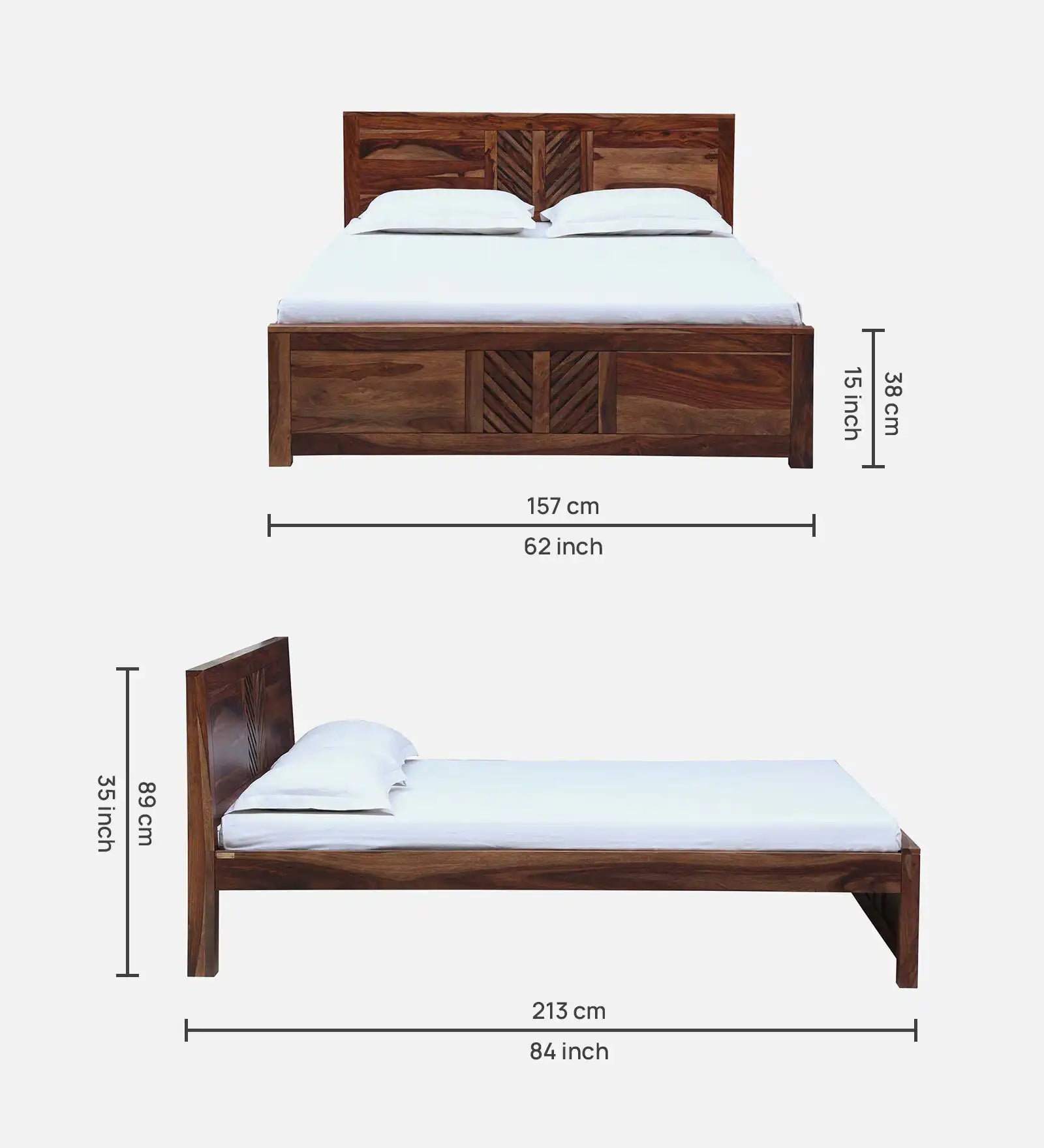 elista solid sheesham wood bed strong frame durable build quality long lasting design