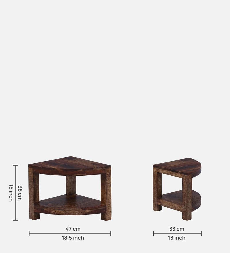 Floyd Solid Wood 4 Seater Coffee Table Set in Provincial Teak Finish by Rajwada