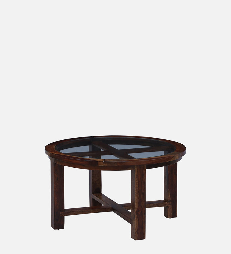 Floyd Solid Wood 4 Seater Coffee Table Set with Cushioned Seat in Provincial Teak Finish by Rajwada