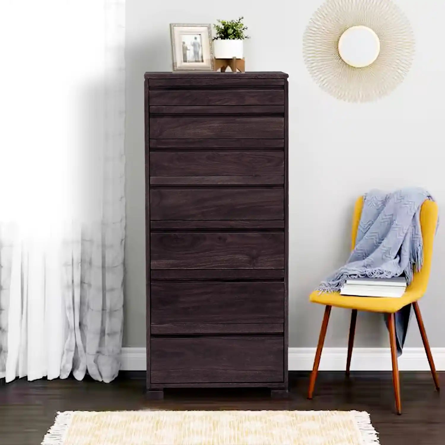 Handcrafted Moscow sheesham storage drawer unit modern wooden cabinet