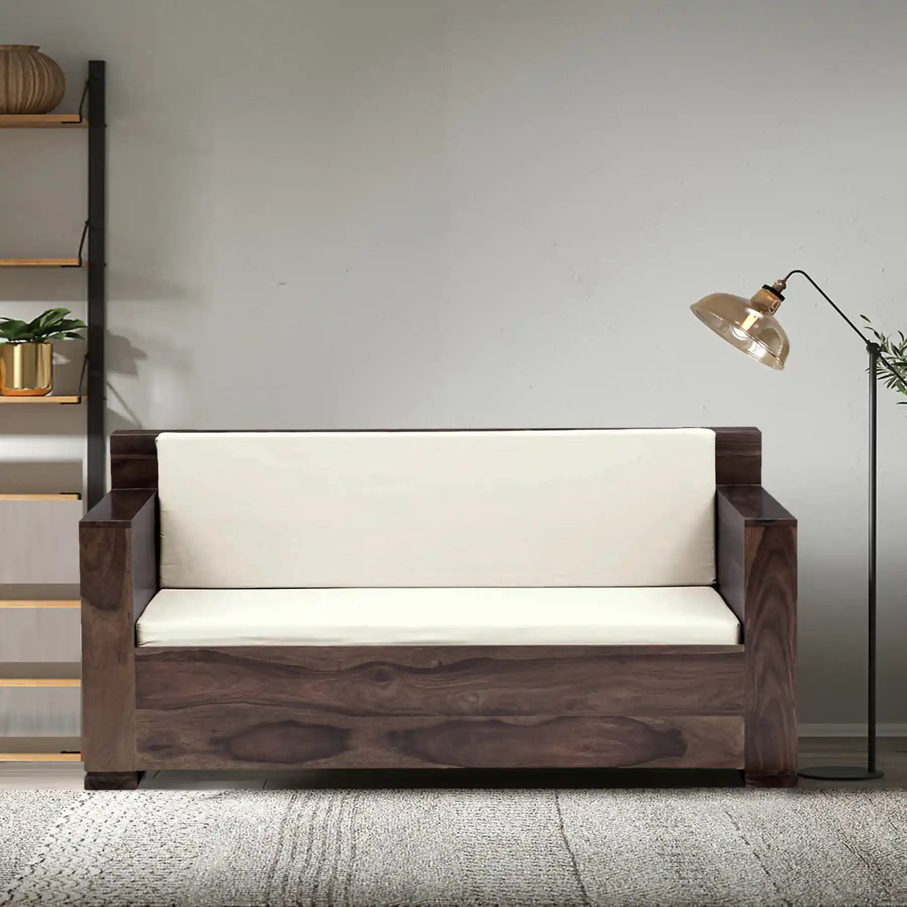 Handcrafted Moscow sheesham wood sofa 2 seater living room design