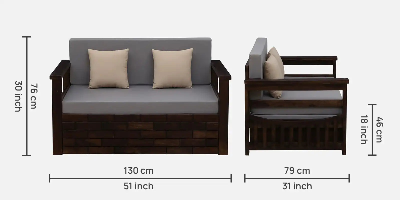 Handcrafted Rudra solid wood sofa bed convertible sheesham design