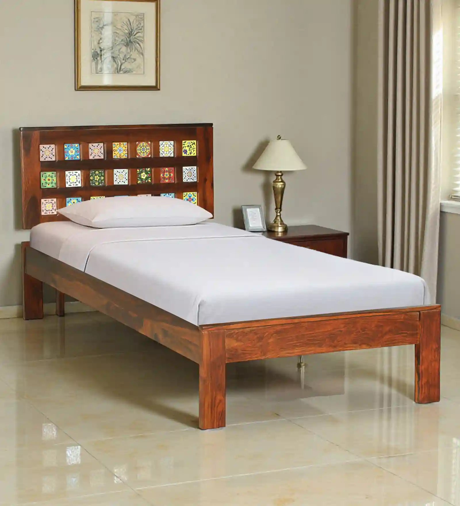Anamika Sheesham Wood Single Bed Without Storage