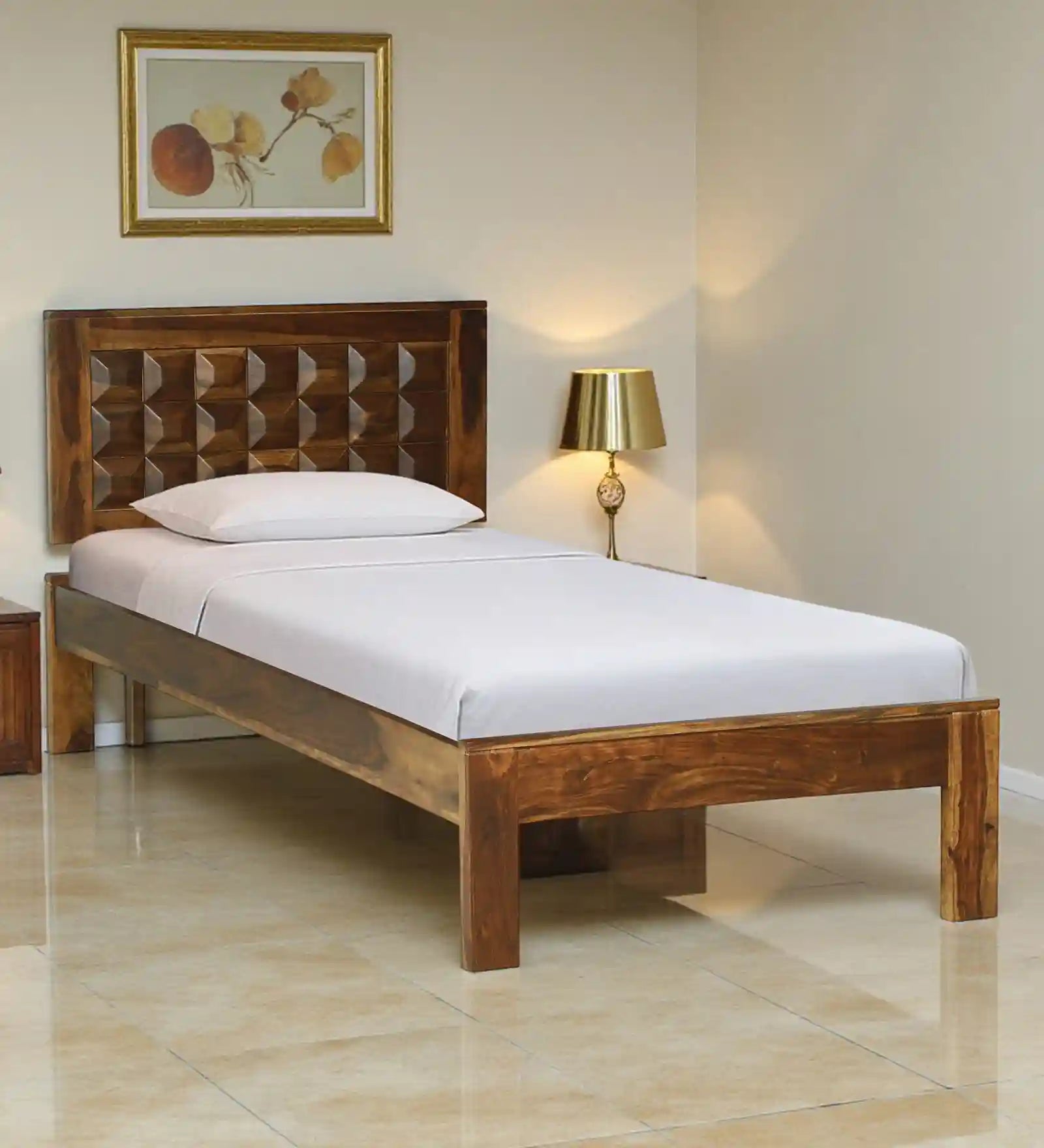 Tejas Sheesham Wood Single Bed Without Storage