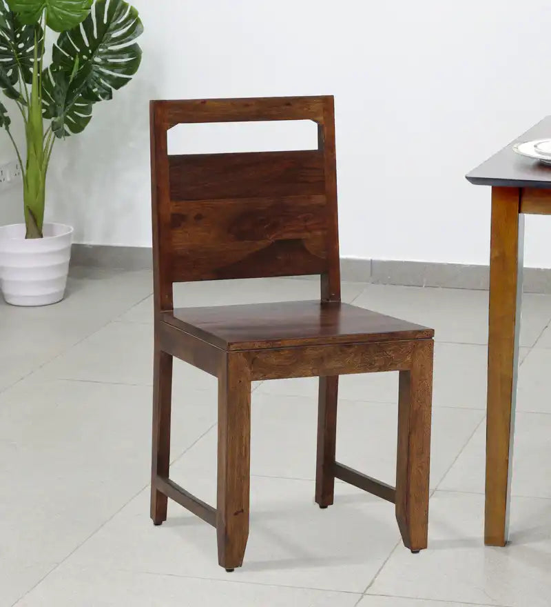 Hari solid sheesham wood dining chair set of two for modern Indian home furniture