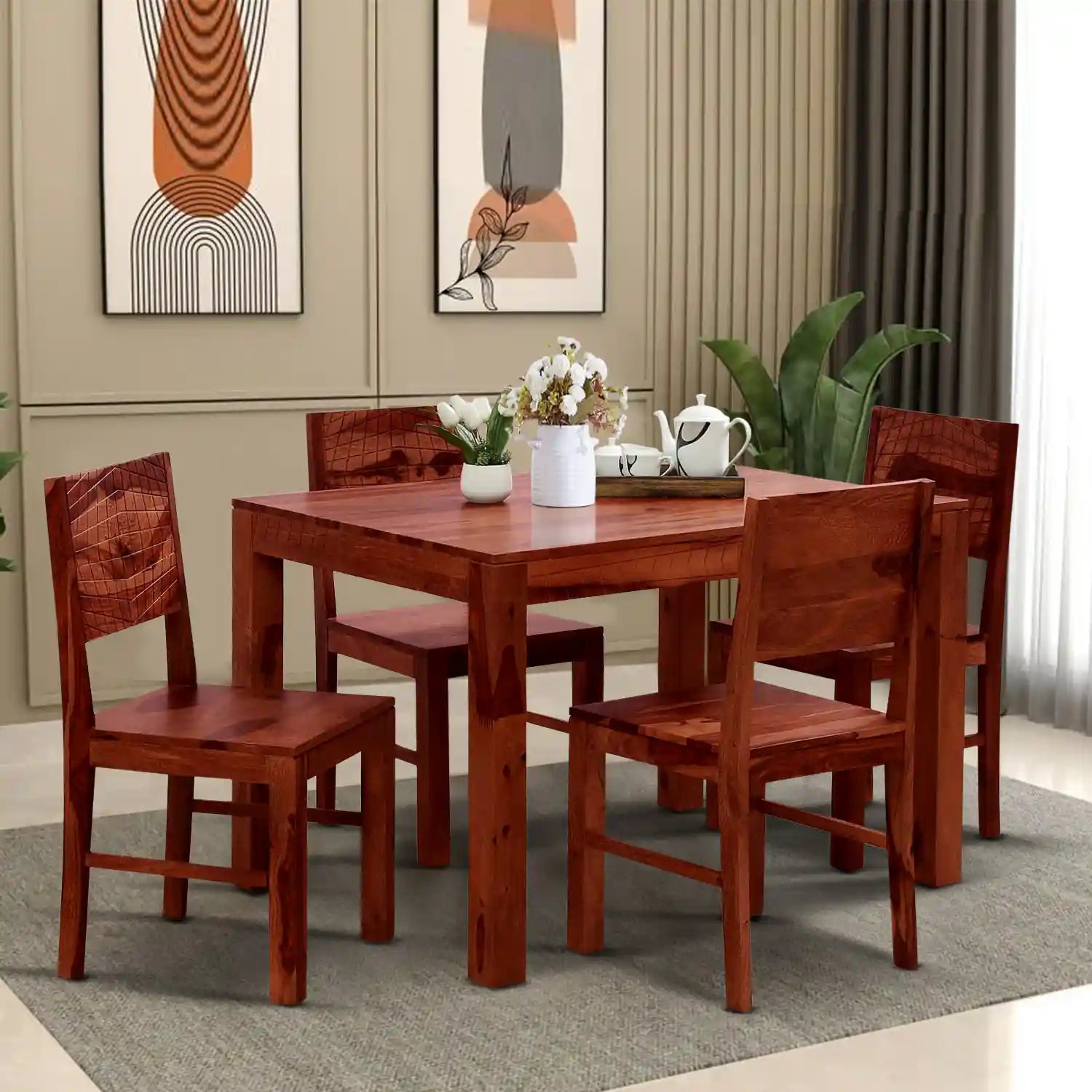 Harmonia contemporary solid wood four seater dining table modern minimalist design