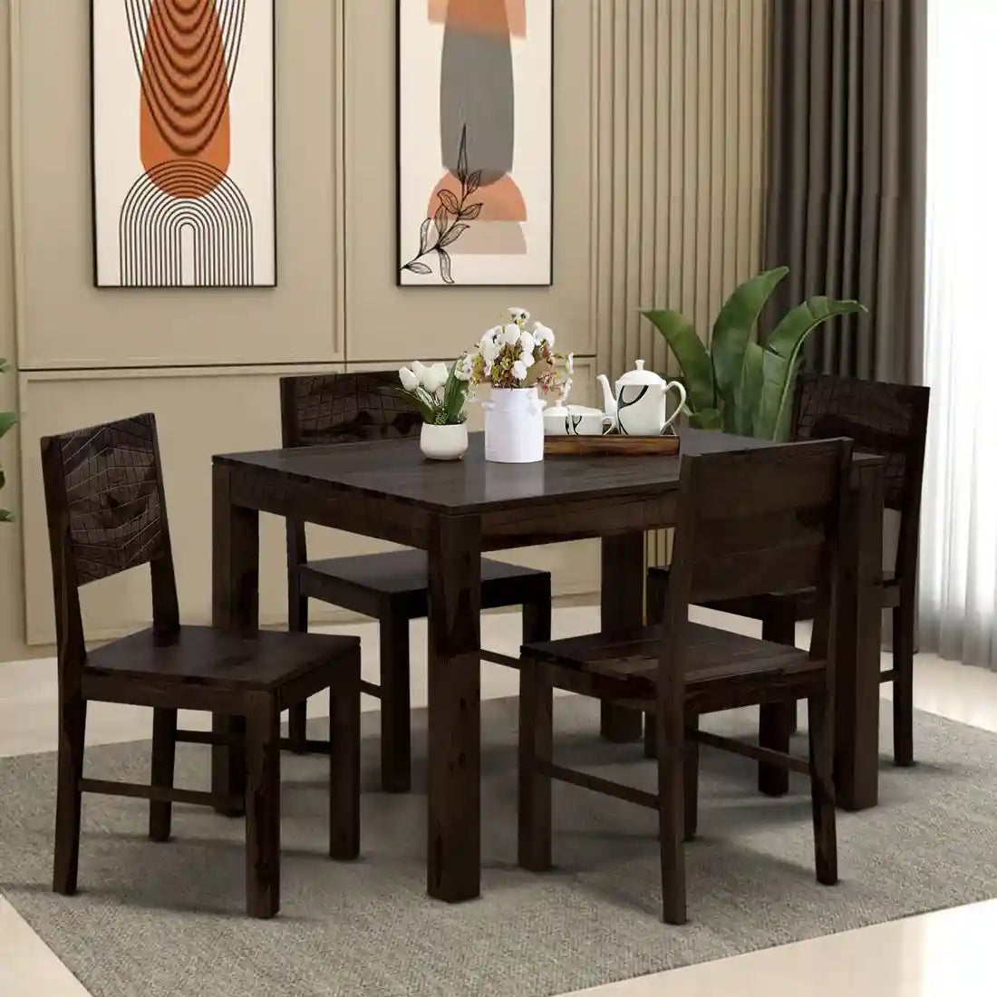Harmonia dining table four seater solid wood best quality furniture India