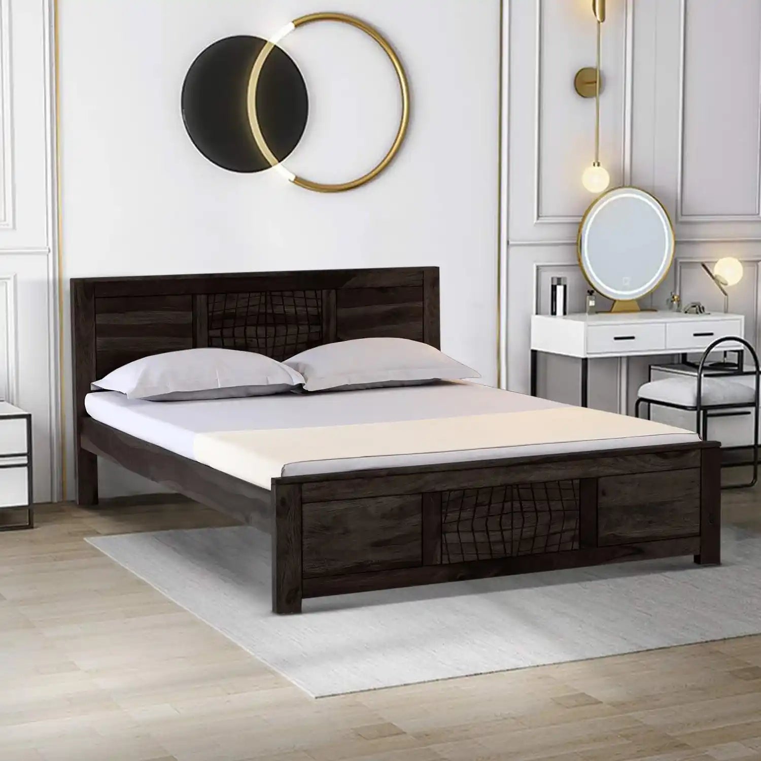 harmonia solid wood contemporary queen size bed without storage elegant modern wooden furniture design